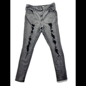 Levis 720‎ Super Skinny Jeans Womens High-Rise Black Distressed Stretch Denim